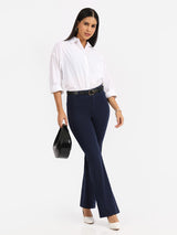 Women's Blue Solid Sports High Rise Pant