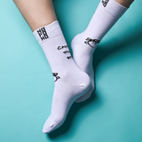 Unisex White Crew Lengh Caught your Eye Socks