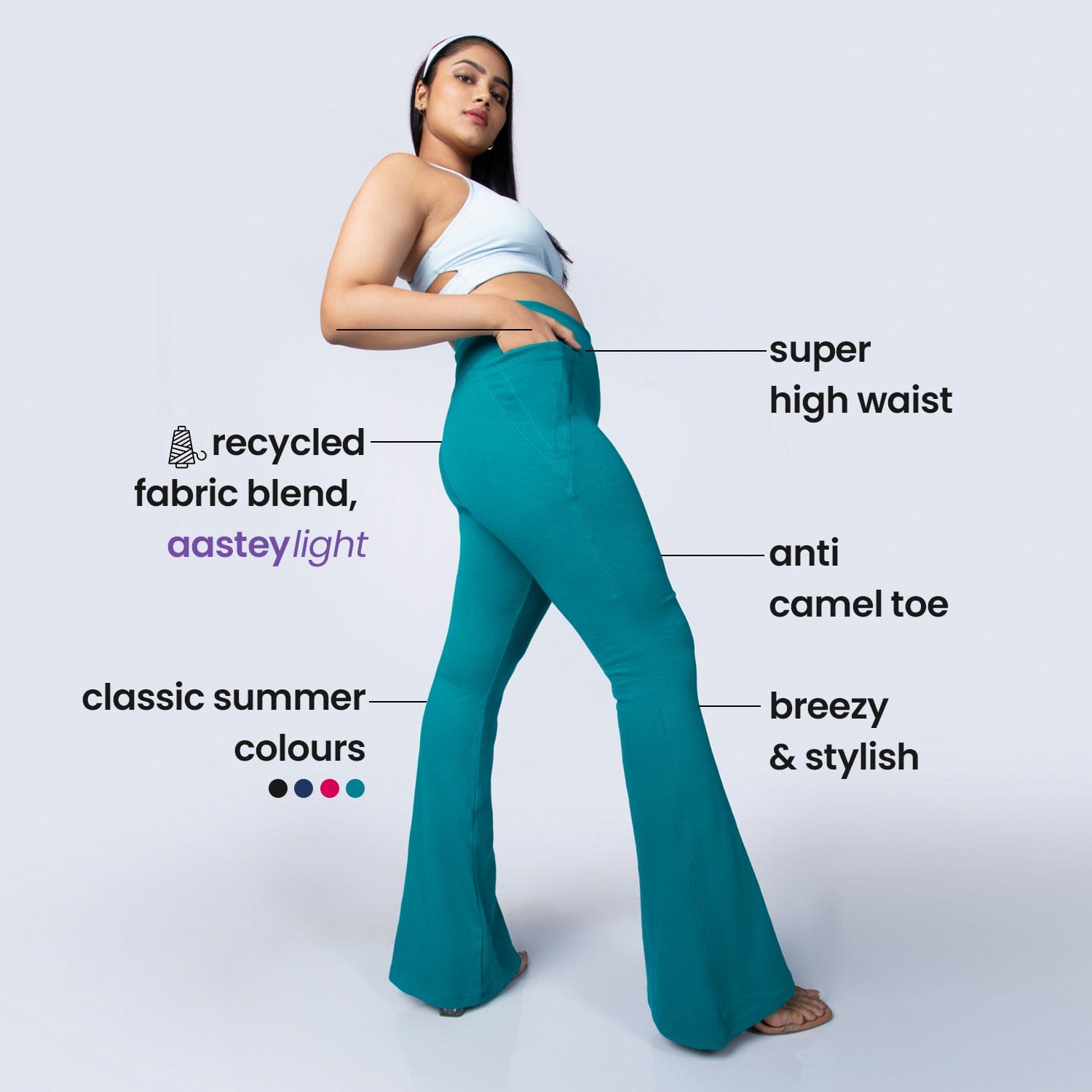 Women's Green Sports Bootcut Pant