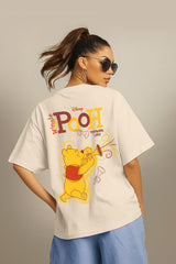 Women's Beige Casual Printed Oversized Half Sleeves Tshirt