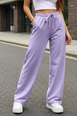 Women's Purple Casual Solid Oversized Track Pant