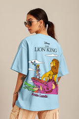 Women's Blue Casual Printed Oversized Half Sleeves Tshirt