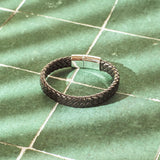 Men's Avrum Black Leather Bracelet