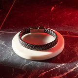 Men's Avrum Black Leather Bracelet