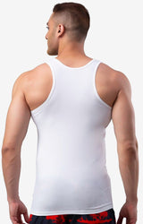 Men's White Solid Round Neck Vest