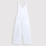 Girls White Casual Sleeveless Graphic Dungaree