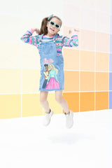 Girls Blue Casual Regular Solid Sleeveless Dungaree