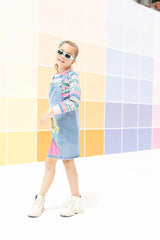 Girls Blue Casual Regular Solid Sleeveless Dungaree