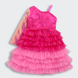 Girls Pink Party Full Sleeves Above Knee Dresses