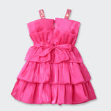 Girls Hot Pink Party Fit & Flared Sleeveless Dress