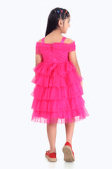 Girls Pink Party Regular Solid Above Knee Sleeveless Dress