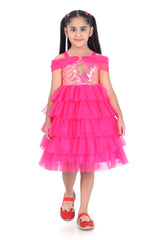 Girls Pink Party Regular Solid Above Knee Sleeveless Dress
