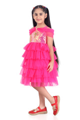 Girls Pink Party Regular Solid Above Knee Sleeveless Dress