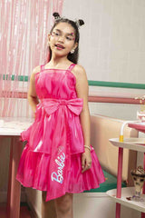 Girls Pink Party Regular Solid Above Knee Sleeveless Dress