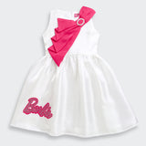 Girls White Party Fit & Flared Sleeveless Dress