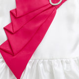 Girls White Party Fit & Flared Sleeveless Dress