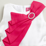 Girls White Party Fit & Flared Sleeveless Dress