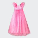 Girls Hot Pink Party Fit & Flared Spaghetti Dress