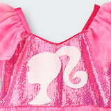 Girls Hot Pink Party Fit & Flared Spaghetti Dress