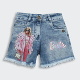 Girls Blue Outdoor Above Knee Shorts