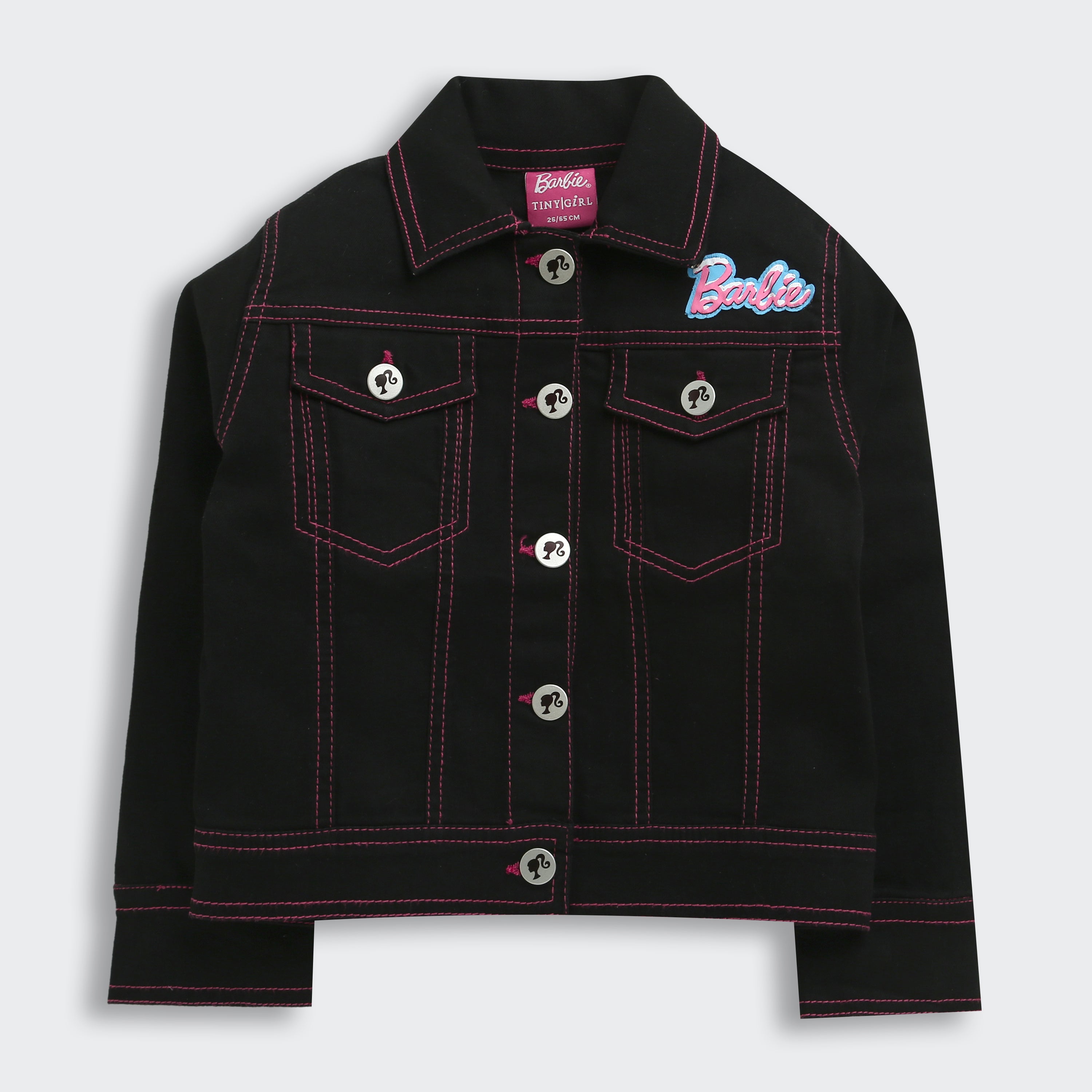 Girls Black Casual Full Sleeves Regular Fit Jacket
