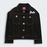 Girls Black Casual Full Sleeves Regular Fit Jacket
