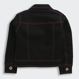 Girls Black Casual Full Sleeves Regular Fit Jacket