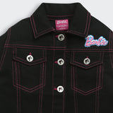 Girls Black Casual Full Sleeves Regular Fit Jacket