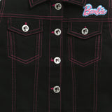 Girls Black Casual Full Sleeves Regular Fit Jacket
