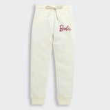 Girls White Casual Stretchable Regular Joggers