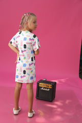 Girls Blue Casual Regular Printed Above Knee Half Sleeves Dress