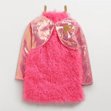 Girls Neon Pink Party Bodycon Full Sleeves Dress