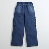 Girls Blue Non-Stretchable Regular Fit Pant
