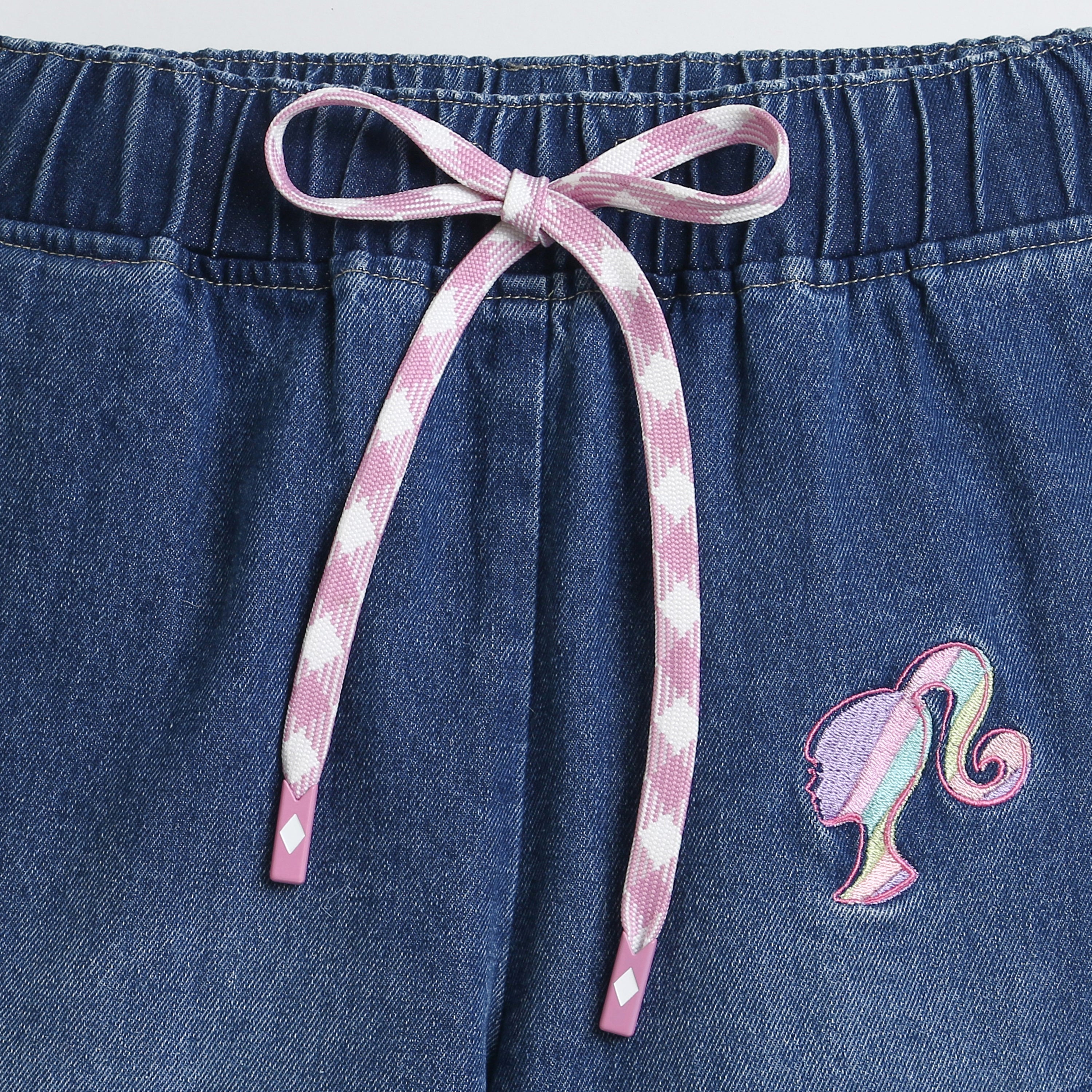 Girls Blue Non-Stretchable Regular Fit Pant
