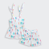 Girls White Casual Sleeveless Clothing Sets