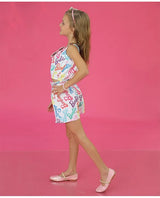 Girls Pink Casual Regular Printed Top and Shorts Set