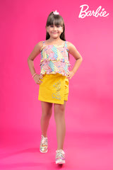 Girls Yellow Casual Regular Top and Shorts Set