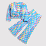Girls Blue Casual Full Sleeves Top and Pant Set