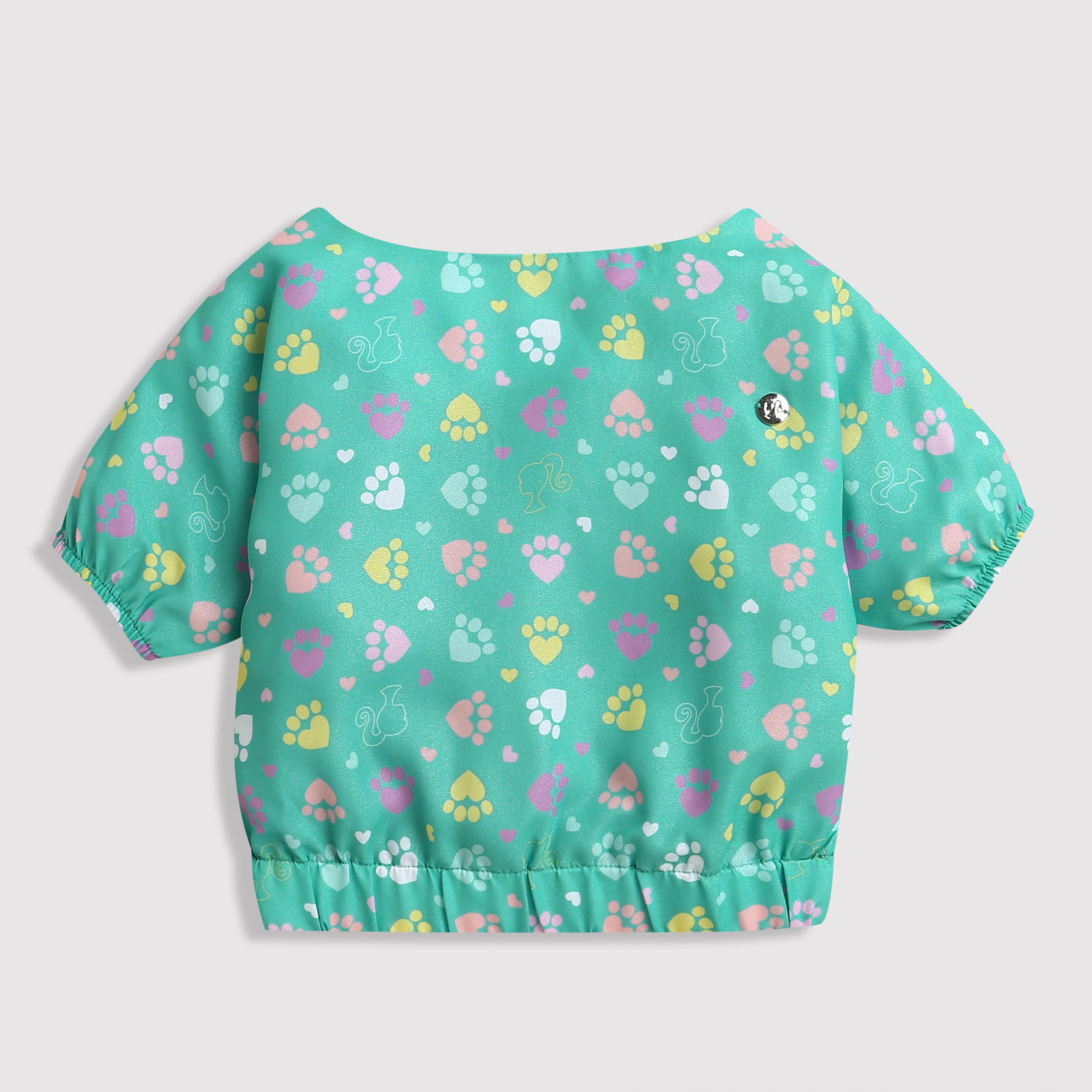 Girls Green Casual Top and Skirt Set