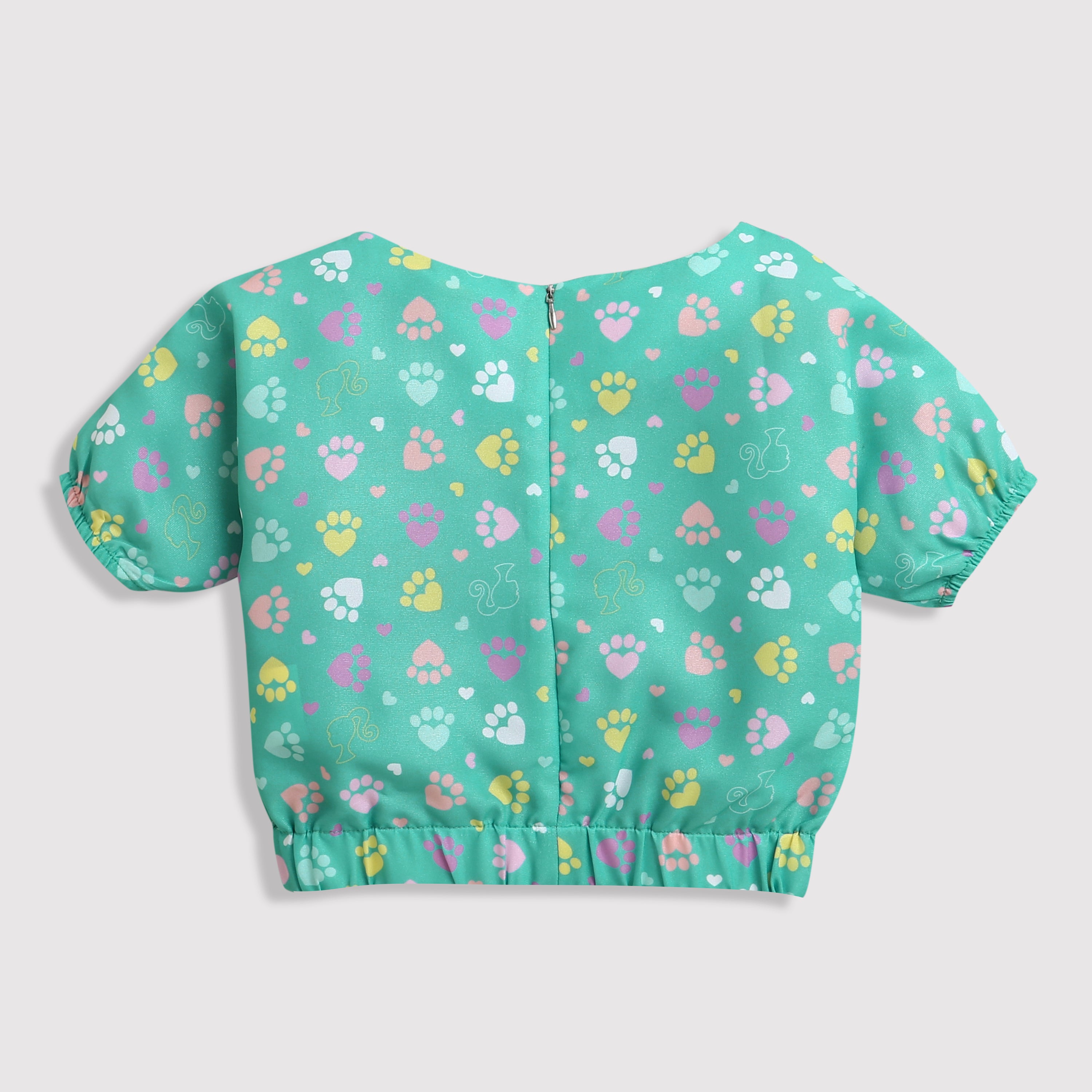 Girls Green Casual Top and Skirt Set