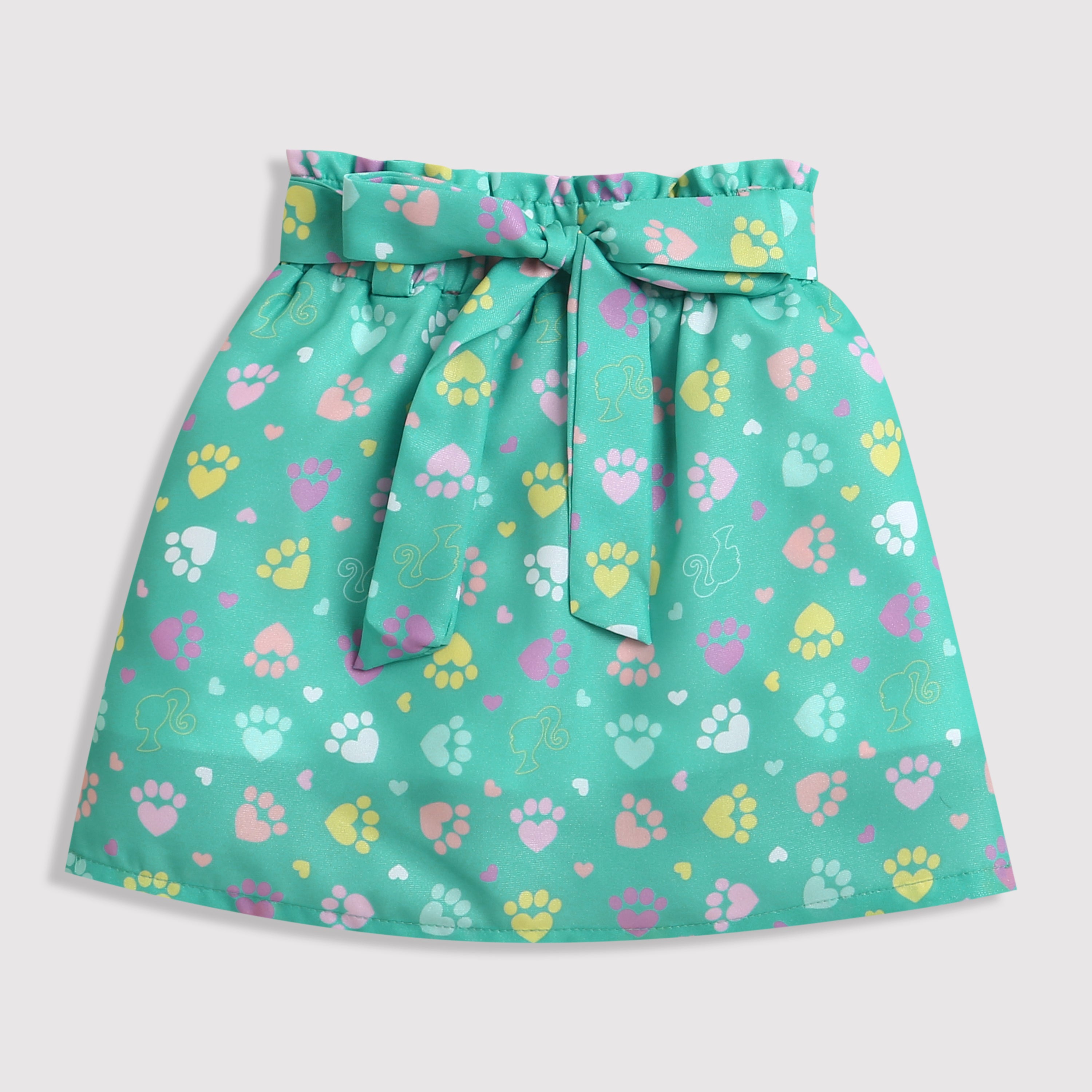 Girls Green Casual Top and Skirt Set