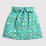 Girls Green Casual Top and Skirt Set