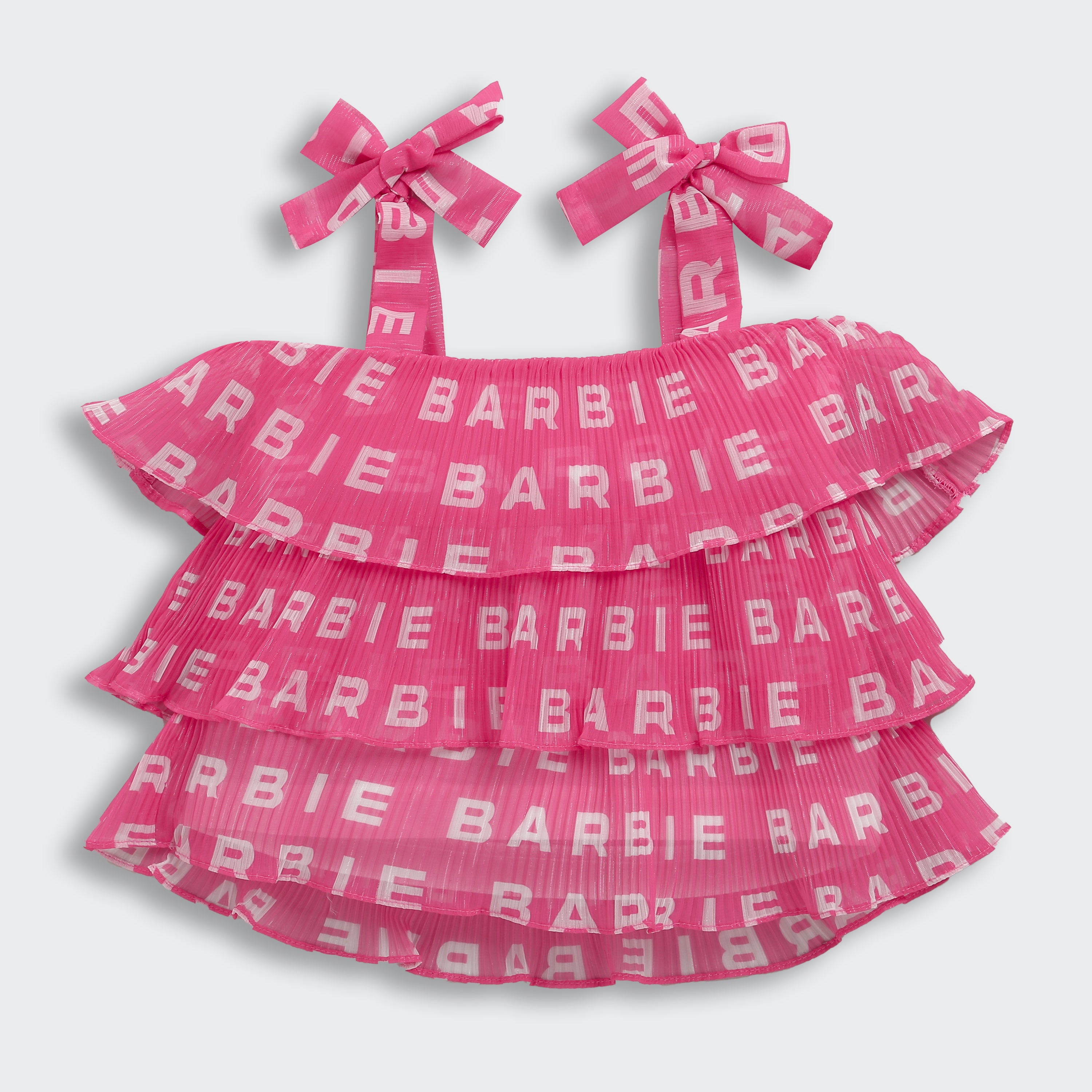 Girls Pink Party Round Neck Top