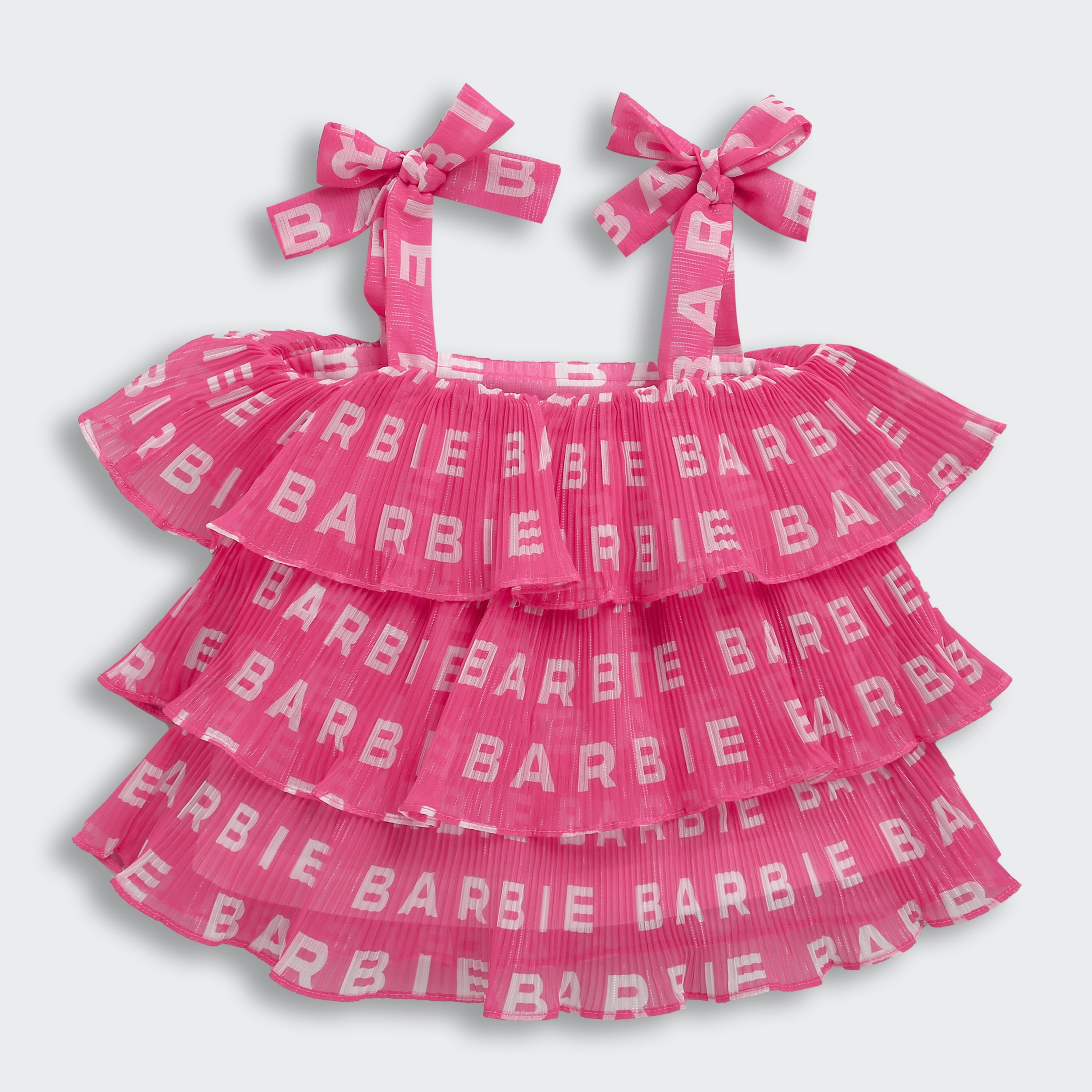 Girls Pink Party Round Neck Top