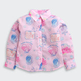 Girls Light Pink Casual Full Sleeves Shirt