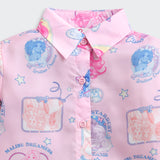 Girls Light Pink Casual Full Sleeves Shirt