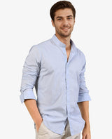 Men's Blue Formal Regular Fit Solid Full Sleeves Shirt