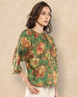 Women's Green Three Quarter Sleeves Top