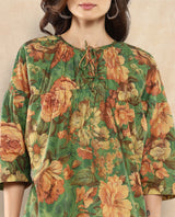 Women's Green Three Quarter Sleeves Top