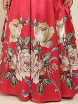 Girls Coral Floral Maxi Dress